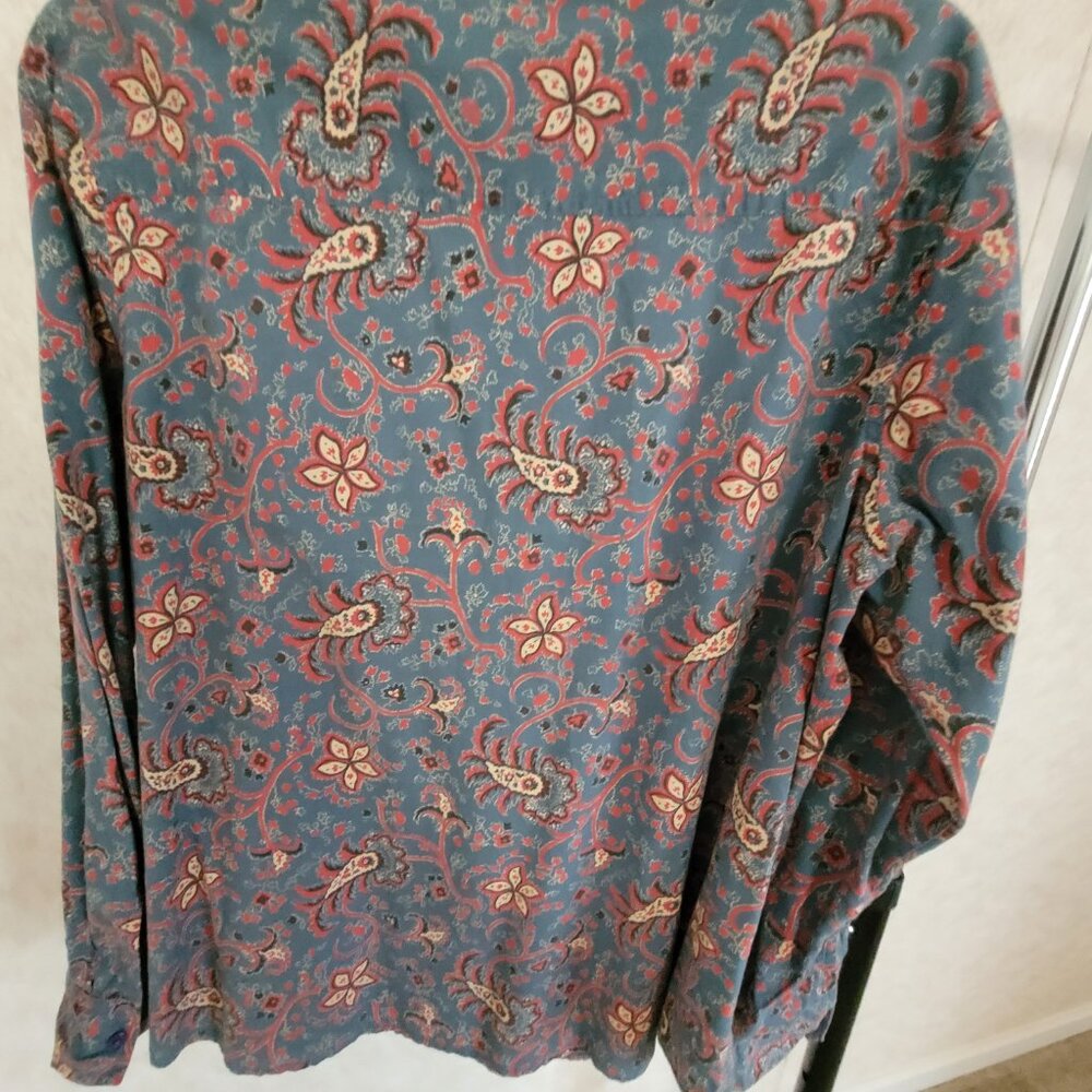 Paisley Blue Red Tan Button Shirt Territory Ahead Womens Size XL - Picture 4 of 11